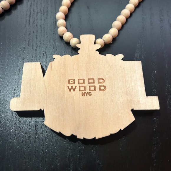 GoodWood NYC Brick Squad Monopoly Necklace Wooden Pendant Wooden Beaded - Picture 4 of 4